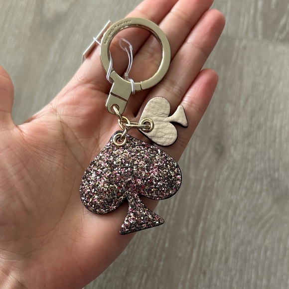 Kate Spade Pink Glitter Spade Keychain - Picture 2 of 4